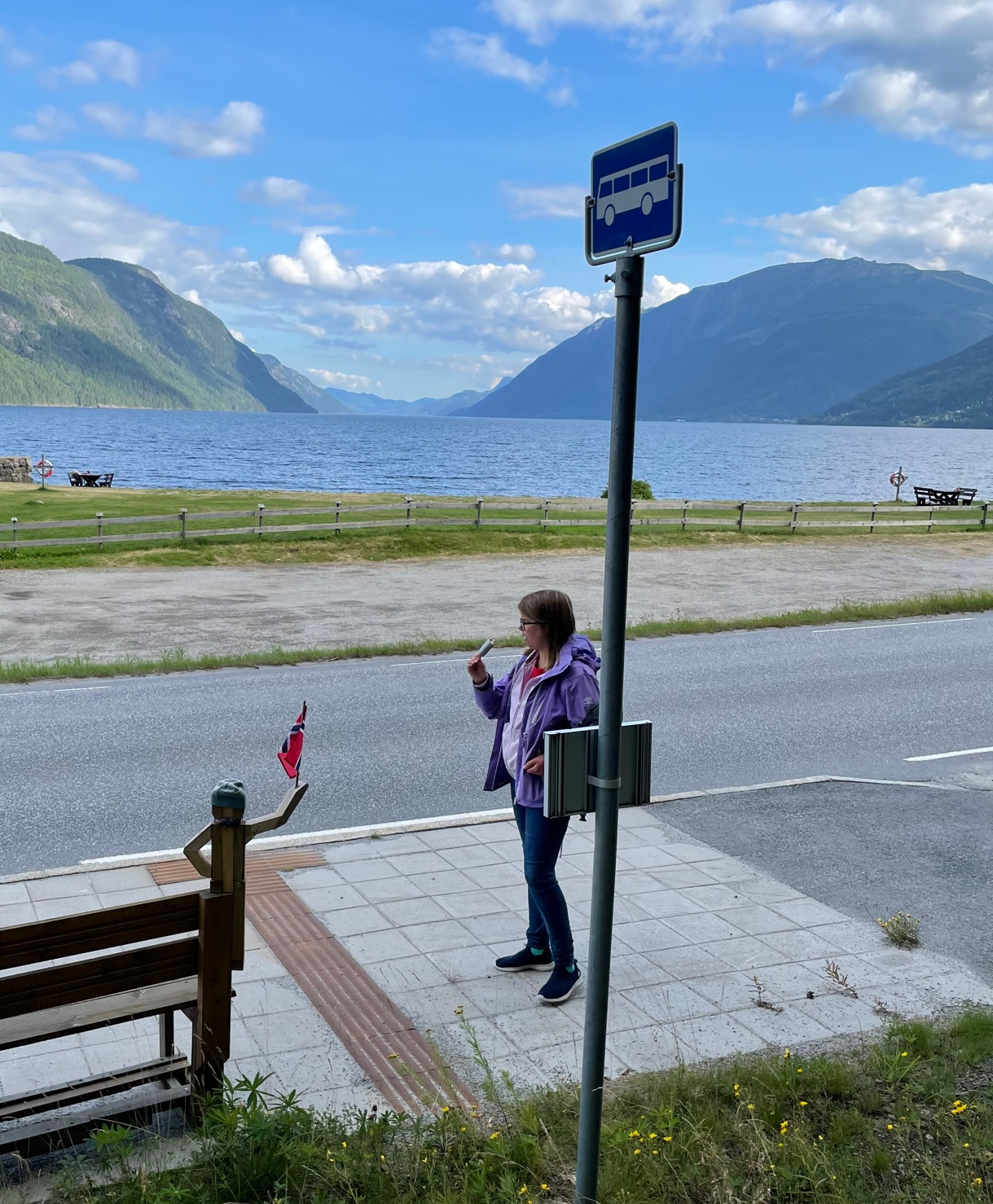 Busstopp ved Sandviken Camping